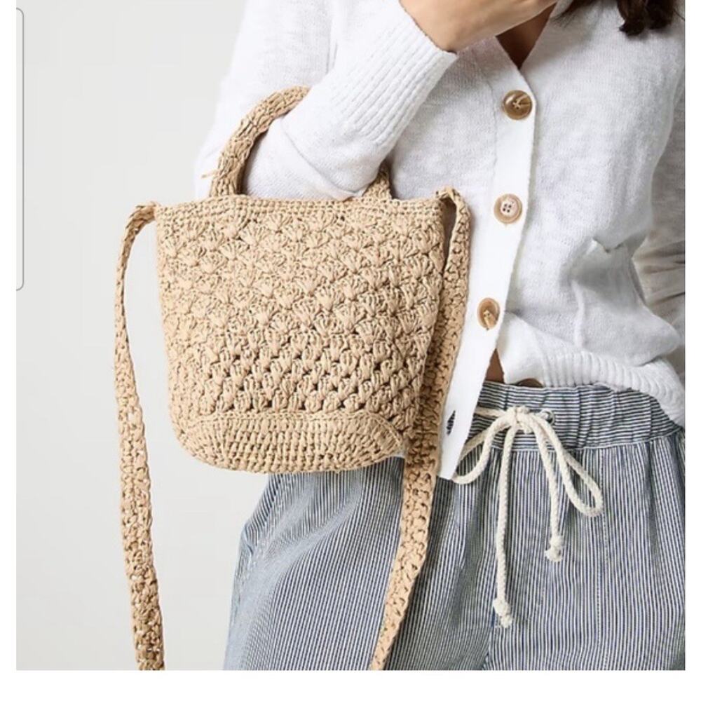 J Crew Bag Mini Natural Material Straw cross body NWT retails $80 spring summer